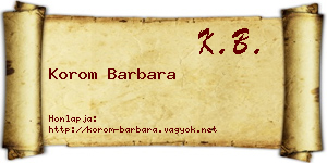 Korom Barbara névjegykártya